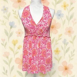 Matilda Jane Skyride Tank Top Pink Floral Sleeveless Knit Shirt Women M